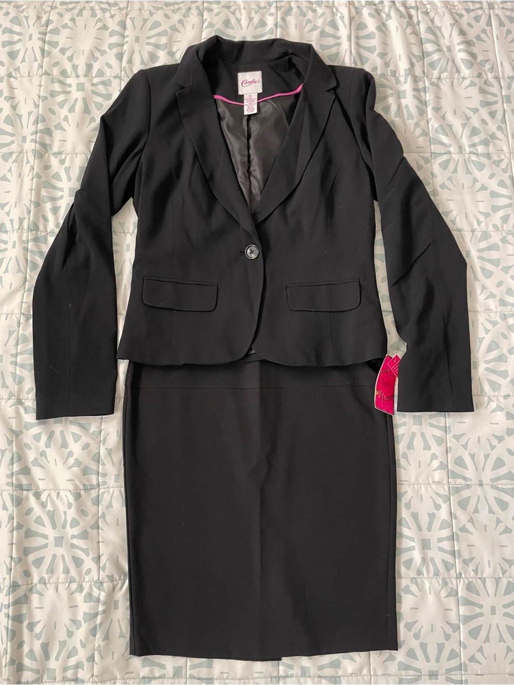 Candie’s Black Women's Two-Piece Pencil Skirt Suit